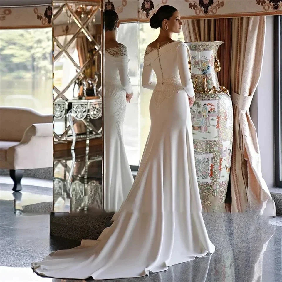 Lace satin formal - side angle