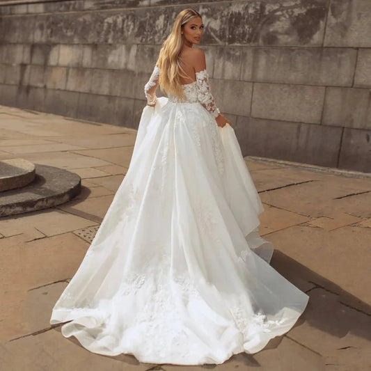 Detachable Long Sleeves Vestidos De Novia Customized Charming Sweetheart Wedding Dresses Appliques Vestido De Noiva