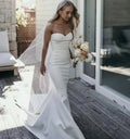 Simple mermaid civil satin floor length sweep train bridal gown size chart