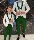 3 pieces slim groom white floral wedding tuxedo men suit jacket vest pants side view