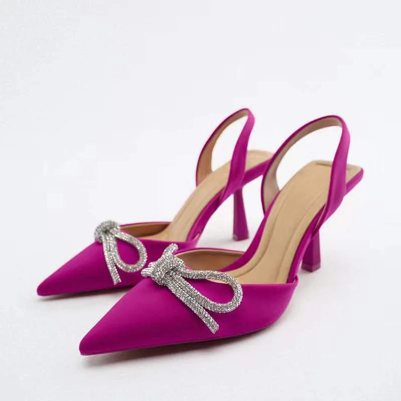 Luxurious Design Women's High Heels Summer New Rhinestone Sexy Pointed Stiletto Transparent Wedding Office Women's Sandals