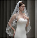 White Bridal Veil Leaf Lace Wedding Veils For - detail view
