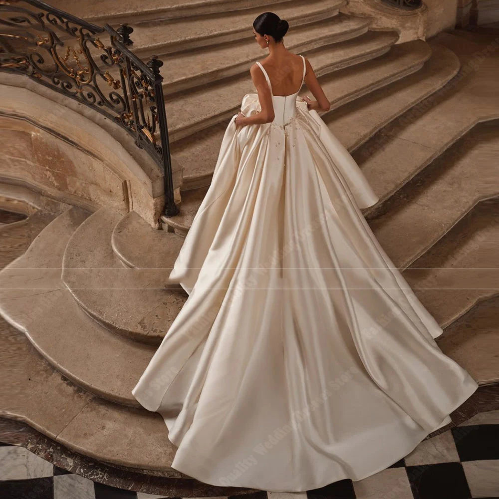 Sweetheart Collar Women Wedding Dresses A-Line Satin Bridal Gowns Sexy Mopping Length Princess Ball Vestidos De Novia Customized