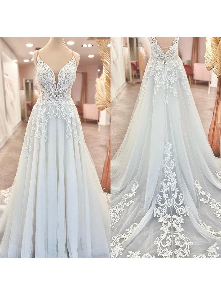 Simplicity Wedding Dress Organza Satin With Embroidery Lace Ball Gown A-Line Full Sleeve O-Neck Bride Dress Vestido De Novia But