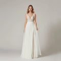 Boho Beach Wedding Dresses V Neck Lace Appliques High Slit Bride Dresses Backless Women Luxury Bridal Dresses Customized
