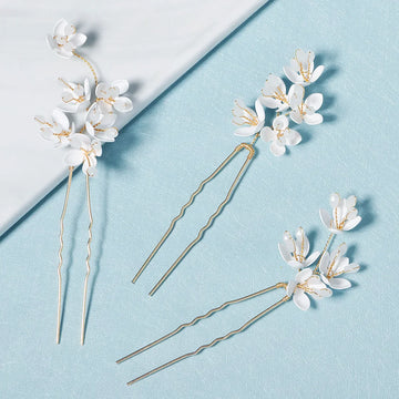 Wedding Accessories Flower Head Pieces Gold Color Hairpins For Bridesmaids Brides Girl Women Hair Pins Clips Bridal Jewelry