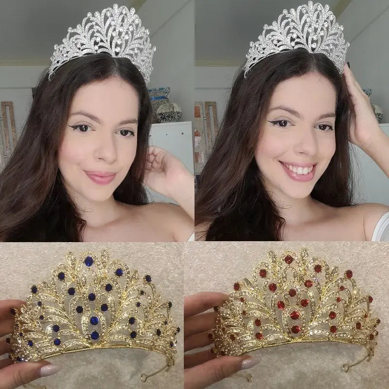Luxury Wedding Crown Diadem Hair Accessories Bridal Tiaras Rhinestone Leaf Hairbands Party Girls Shiny Charm Noiva Hair Jewelry