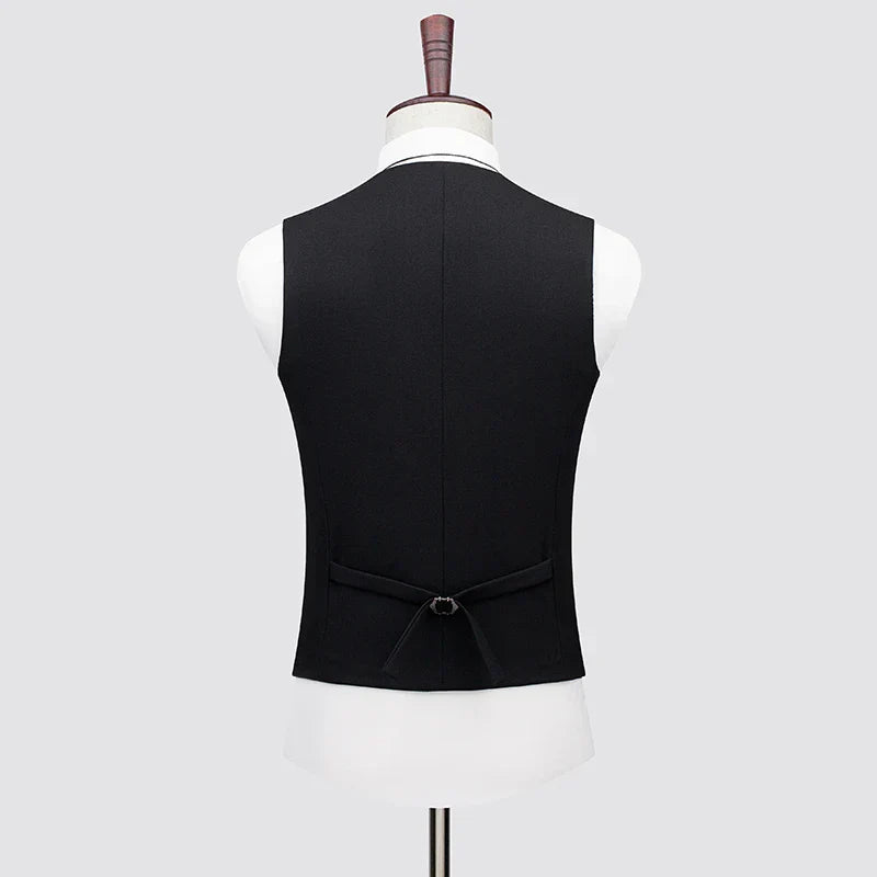 High-end Wool Tussock Suit (suit + Vest + Trousers) Groom Wedding Fashion Handsome Tencel Double Breasted Three-piece Set