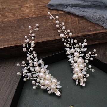 Hair Side Clips for Women Girls Fairy Pearls Leaf Hair Pins and Clips Bride Wedding Hair Jewelry Accessories Decor Headwear