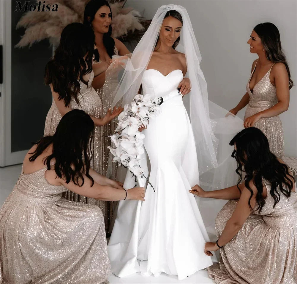 Strapless sweetheart satin sleeveless floor length country bridal gown size chart