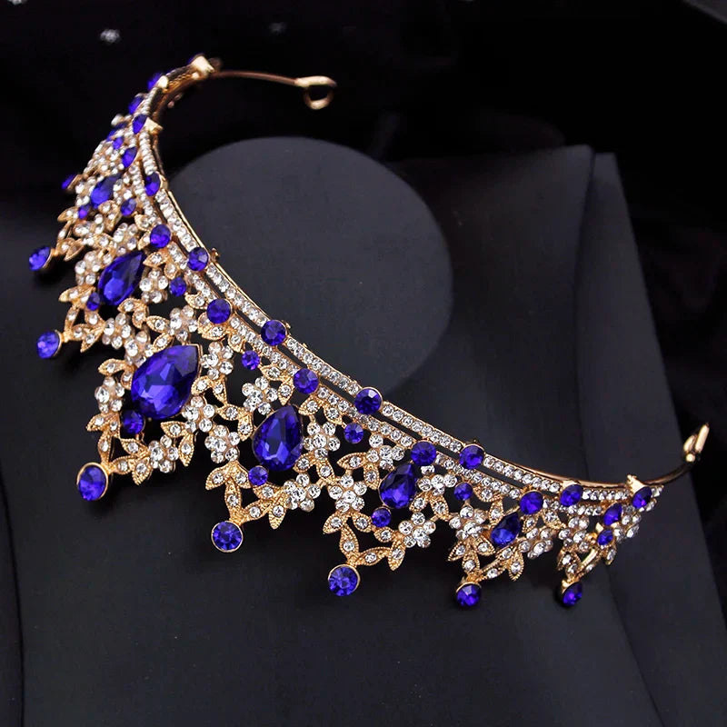 Purple Crystal Bridal Crown Royal Queen tiara Pageant Prom Bride Diadem Princess Wedding Crown Hair Accessories