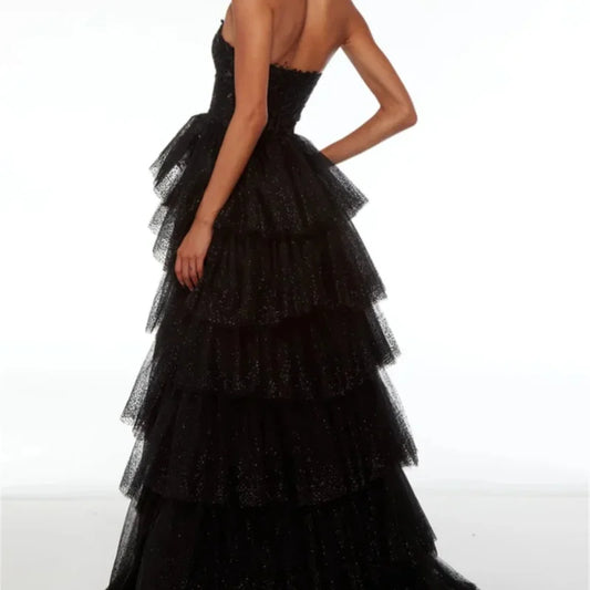 Black Lace Appliques Prom Dresses A-line Elegant Sleeveless Sexy Side High Split vestidos verano moda 2024