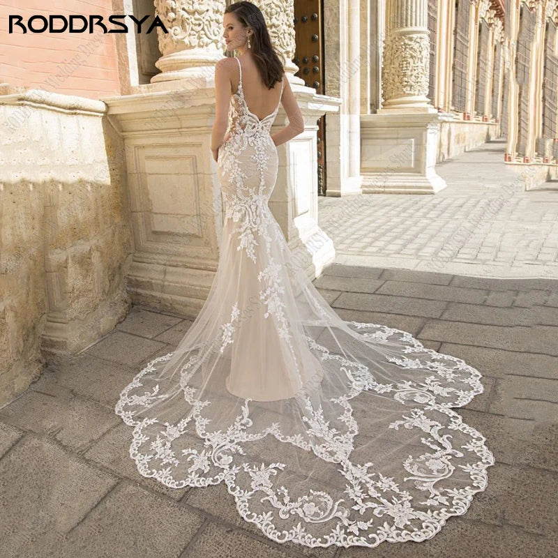 Gorgeously Mermaid Wedding Dress For Bride Tulle Lace Appliques Court Train Sexy Wedding Gowns свадебное платье