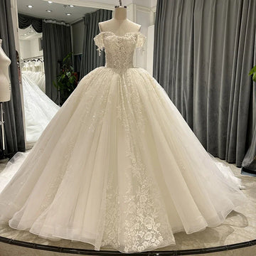 Customized Princess Wedding Dress Plus Size for Women Robe De Mariee Glitter Lace Crystal Ball Gown Vestidos De Novia