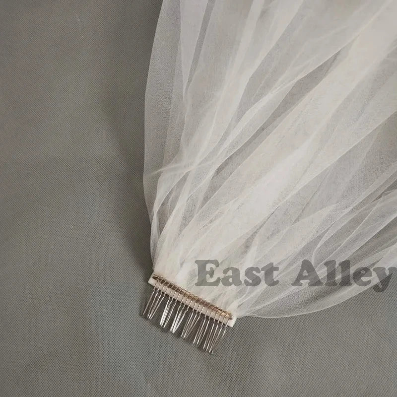 White ivory 2 layer Elegant Wedding Bridal Veils Party veil Wedding Accessories With Comb Raw Bridal simple Veu De Noiva