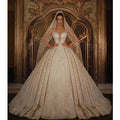 African A Line Luxurious Said   Gown Wedding Dresses Beaded Lace 3D Appliques Crystal Plus Size Bridal Gowns Robes de