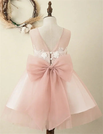 First Communion Gown Pink Angel Flower Girl Dresses Tulle Appliques Sleeveless For Wedding Kids Birthday Party Banuqet Gift