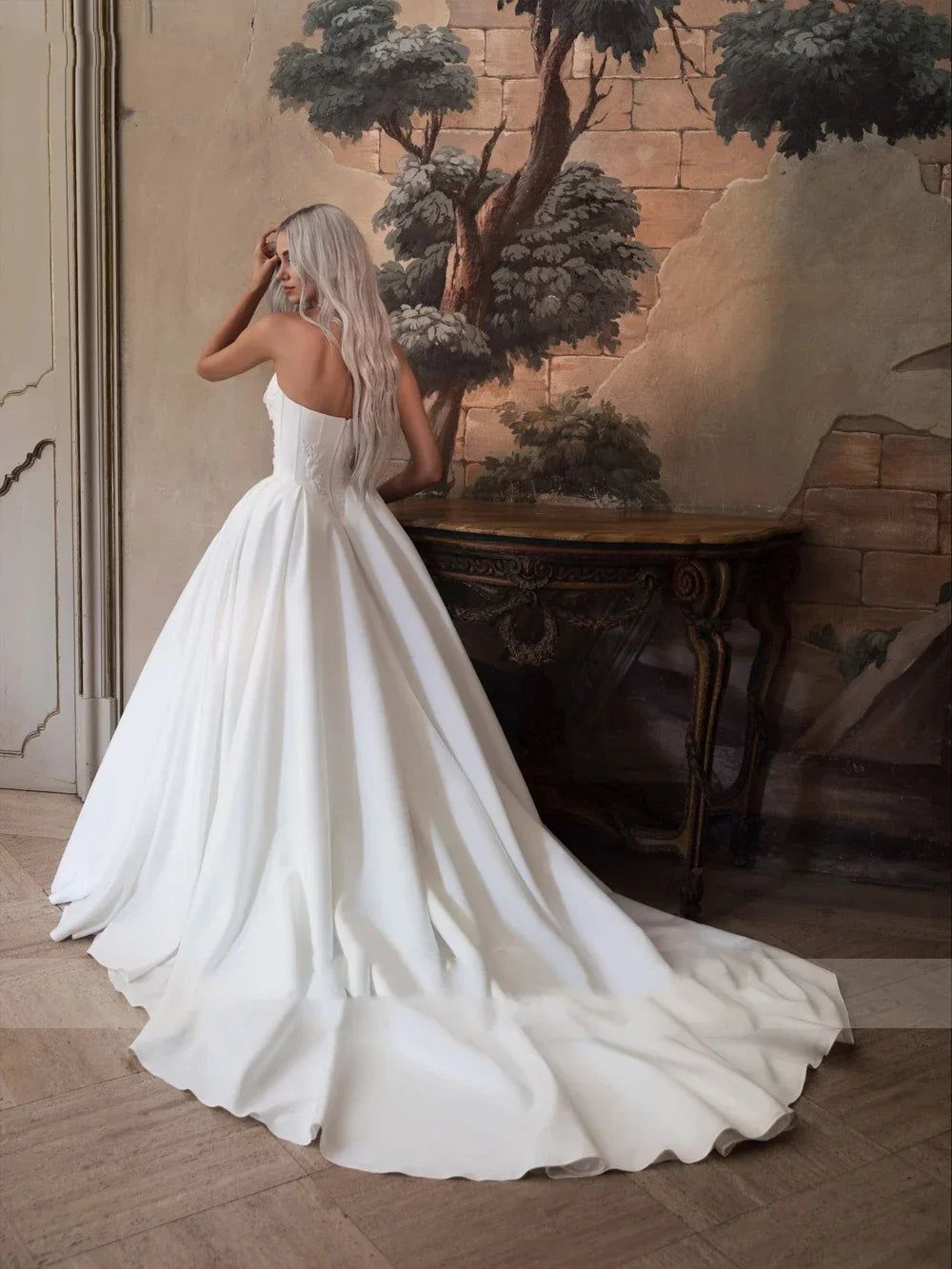 Customized Beaded Pearls A-line Wedding Gowns Off Shoulder Boat Neck Lace Appliques Bride Gowns Vestidos De Novia