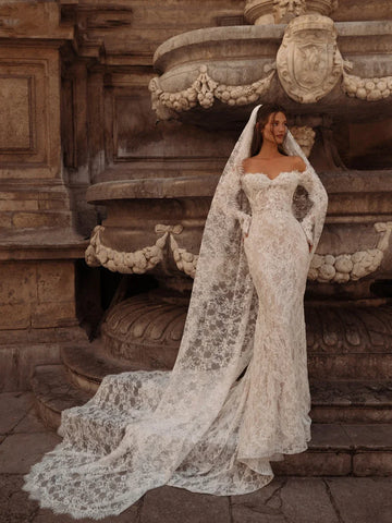 Customized Lace Mermaid Wedding Dress Romantic Sweetheart Neck Bridal Gown Off Shoulder Dresses For Bride Vestido De Noiva