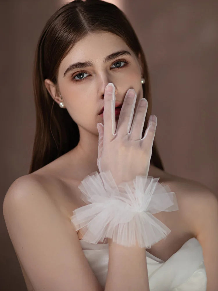 Lace Short Bridal Gloves Wristband White Wedding Glove For Women Girl Party Evening Dress Jewelry Brides Accessories