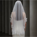 White Bridal Veil Leaf Lace Wedding Veils For - worn view