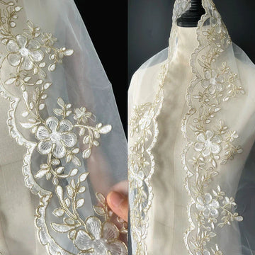 Organza Fabric Embroidery Lace Wedding Veil Accessories Wholesale Cloth for Sewing Diy Material Multi Color Selection