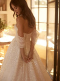 Shinny Sequins Off The Shoulder Wedding Dress Romantic Sweetheart Neck Bride Robe Elegant A-line Long Bridal Gown - Image 2