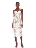 Strapless lace 3D flower slim white sleeveless backless elegant evening party club dress