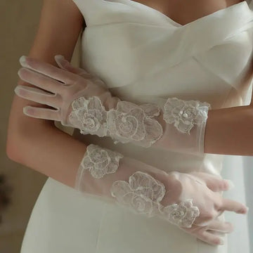 Short Bridal Gloves Flower Wedding Glove For Women Girl Party Dinner Dress Gift Jewelry Brides Accessories