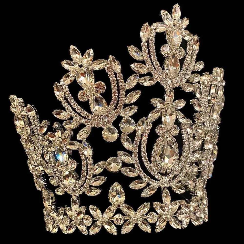 Hollow Large Rhinestone Crown Tiara Fashion Hair Accessories Gift Luxury Headband Big Crystal Bridal Crown Women Jewelry