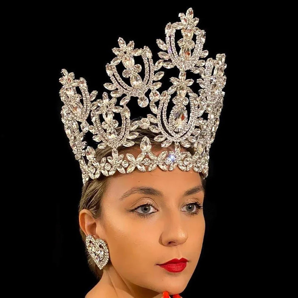 Hollow Large Rhinestone Crown Tiara Fashion Hair Accessories Gift Luxury Headband Big Crystal Bridal Crown Women Jewelry