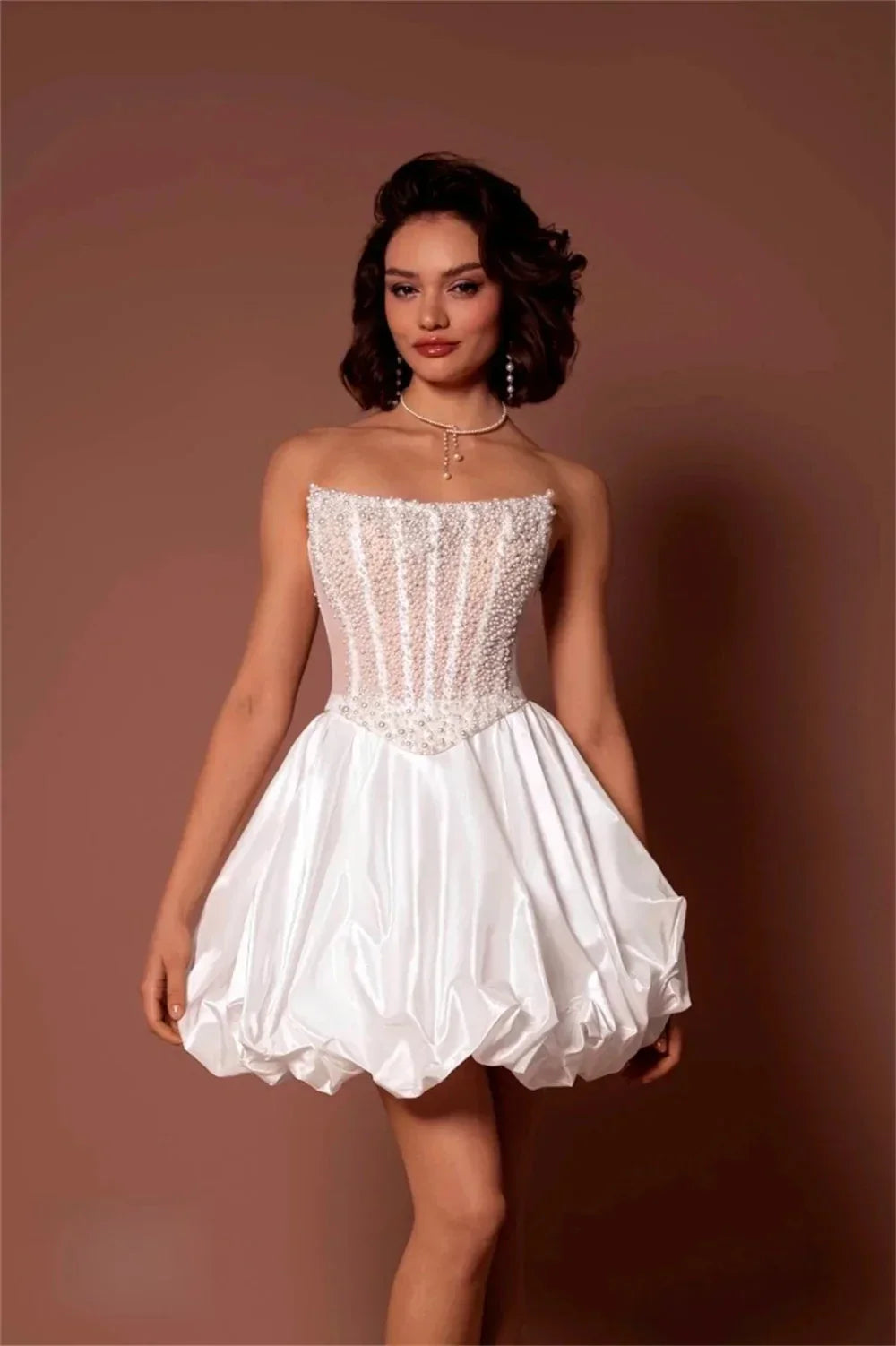 Strapless beads bridal - back view