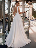 Simple Modern Wedding Dresses Satin Square-Collar Bride Gowns Floor-Length Sleeveless Robe Backless Sexy Vestidos De Novia