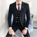 Men suit wedding business casual slim notch lapel 3 piece blazer vest pants costume