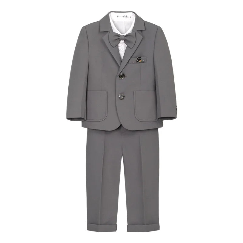 New Fashion Baby boys suits sets Formal solid baptism sets flower wedding childres suits baby party clothing 3pcs 3-12Y Conjunto
