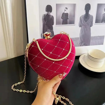 Heart Shape Handbag Womens Red Wedding Purse New Woman Evening Party Hand Bags Cute Chain Crossbody Bags Heart Shaped Bag