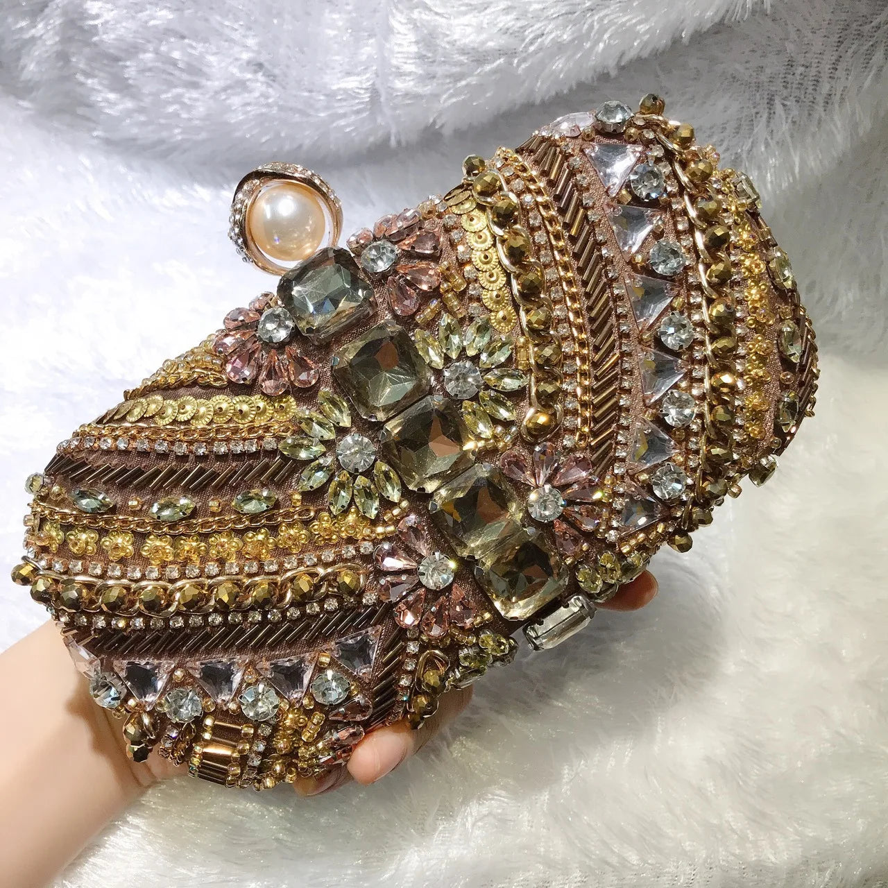New Water Diamond Handbag Crystals Evening Clutch Bags Luxury Women Wedding Party Purse Ball Handbags Rhinestone Mini heart bag