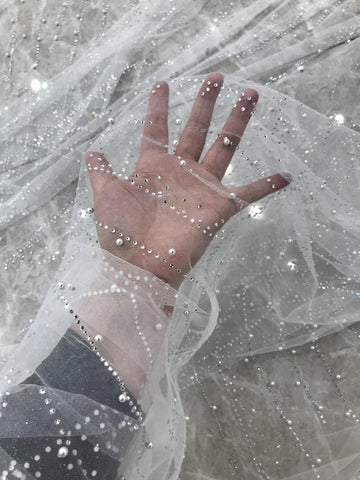 Kisswhite instock fast ship Shiny Bling Blings Glitters New Pearls Long Bridal Veils 3x4 meters For Bride