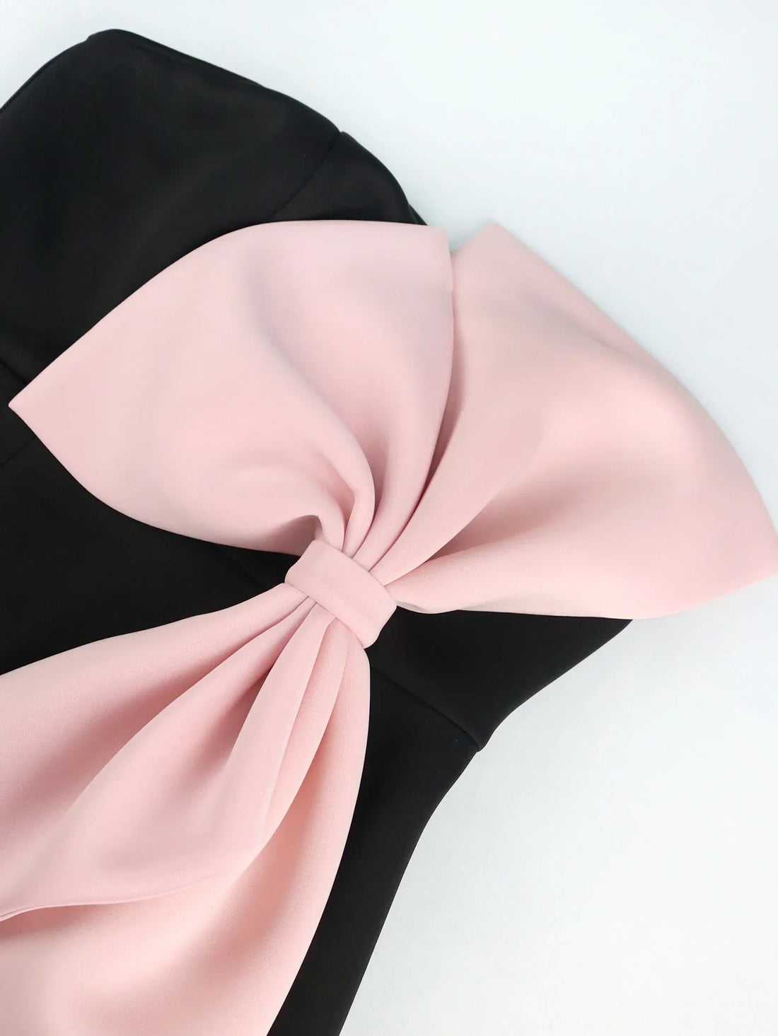 Party Formal Dresses Women Tube Top Black Pink Big Bow Patchwork Bodycon High Waist Slim Fit Evening Club Event Midi Gowns