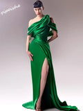 Yipeisha Prom Dress Exquisite Off-the-shoulder Mermaid Floor Length Evening Dresses Draped Shirred Satin Customized as picture color