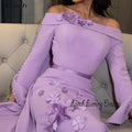 Elegant Evening Dress For Sexy Women 2024 فساتين السهرة Luxury Appliques Boat Neck A-Line Purple Cocktail Party Prom Gown