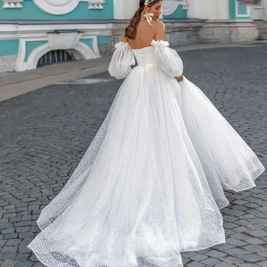 Detachable Puffy Sleeve Vestidos De Novia Charming Sweetheart Plus Size Wedding Dresses Customized Appliques Vestido De Noiva