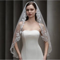 White Bridal Veil Leaf Lace Wedding Veils For - side view