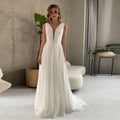 I OD Elegant A-Line Wedding Dress 2024 Sexy V-neck Sash With Sequins Backless Regular Straps Chiffon Bridal Gowns Robe De Mariee
