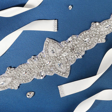 Crystal Rhinestones Wedding Belt Silver Color Bridal Belts Sash For Women Party Evening Dress Brides Jewelry