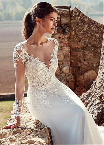 Customized Lace Appliques Boho Wedding Dresses For Women Vestidos De Noiva Mariage Plus Size Illusion Backless