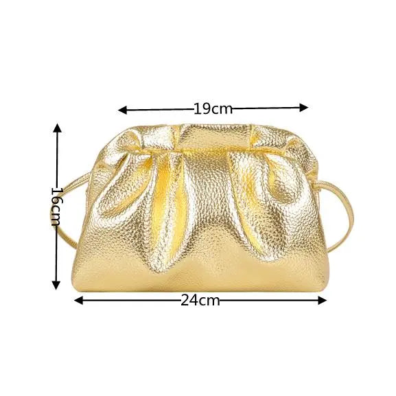 Luxurious Gold Cloud Bag For Women Leather Hobos Retro Cloud  Crossbody Bag Small Phone Bag Design Clutch Clip Bag  Female Bolsa