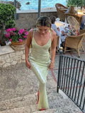 Bodycon luxury sleeveless sequins high slit backless high waist elegant holiday evening party dress back view