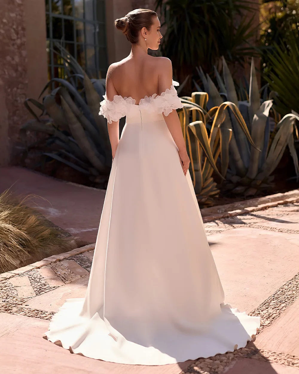 Modern A-Line Wedding Dresses Beading Flowers Off Shoulder Bride Gowns Customized Vestido De Noche Women Bridal Dress