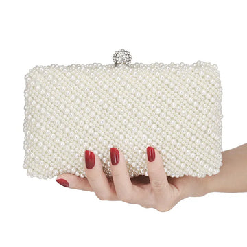 YoReAi women's dinner bag pearl small square package party phone handbag fashion clutch pouch casual evening bags shoulderbag